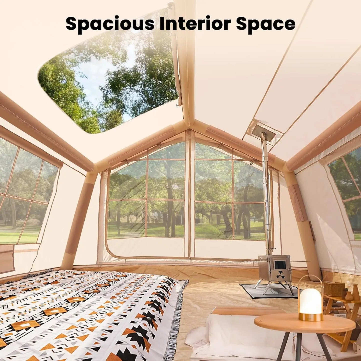 Inflatable Camping Tents with Canopy, Blow Up Tent for Camping Adults 4-6 People, Inflatable Hot Tent with Stove, Customized