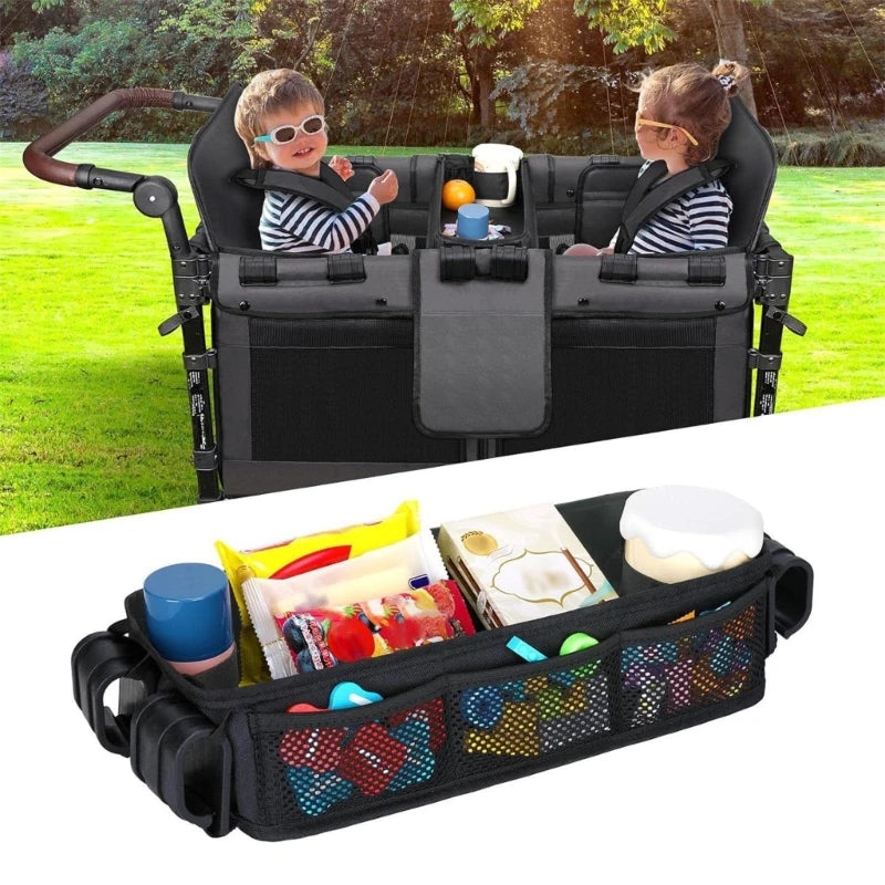 Children's Strollers Organiser Tray Dinning Plate with Mesh Pockets & Cup Holder