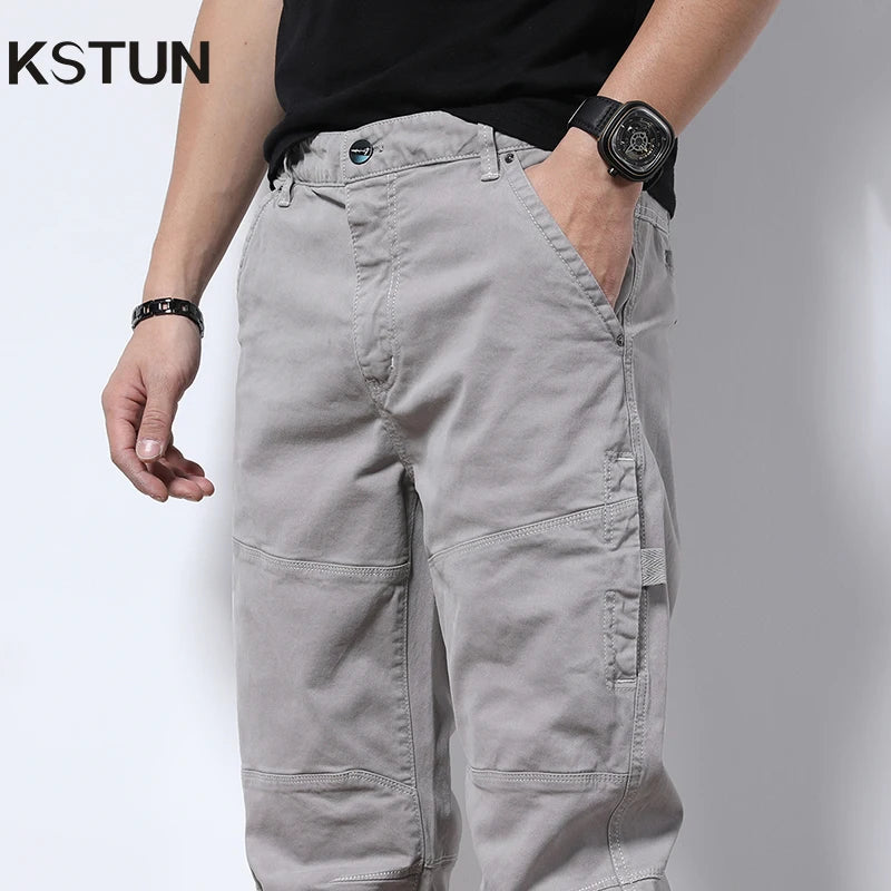 KSTUN 2025 Spring Men's Pants Jogging Casual Slim Fit Patchwork Fashion Pants For Men Stretch Ankle Banded Pants Mens Clothing