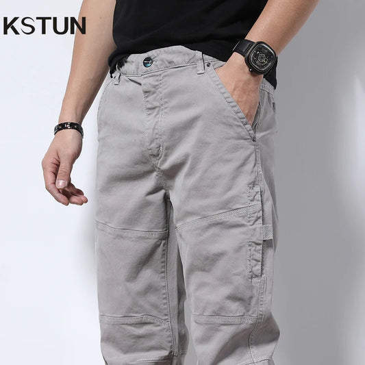 KSTUN 2025 Spring Men's Pants Jogging Casual Slim Fit Patchwork Fashion Pants For Men Stretch Ankle Banded Pants Mens Clothing